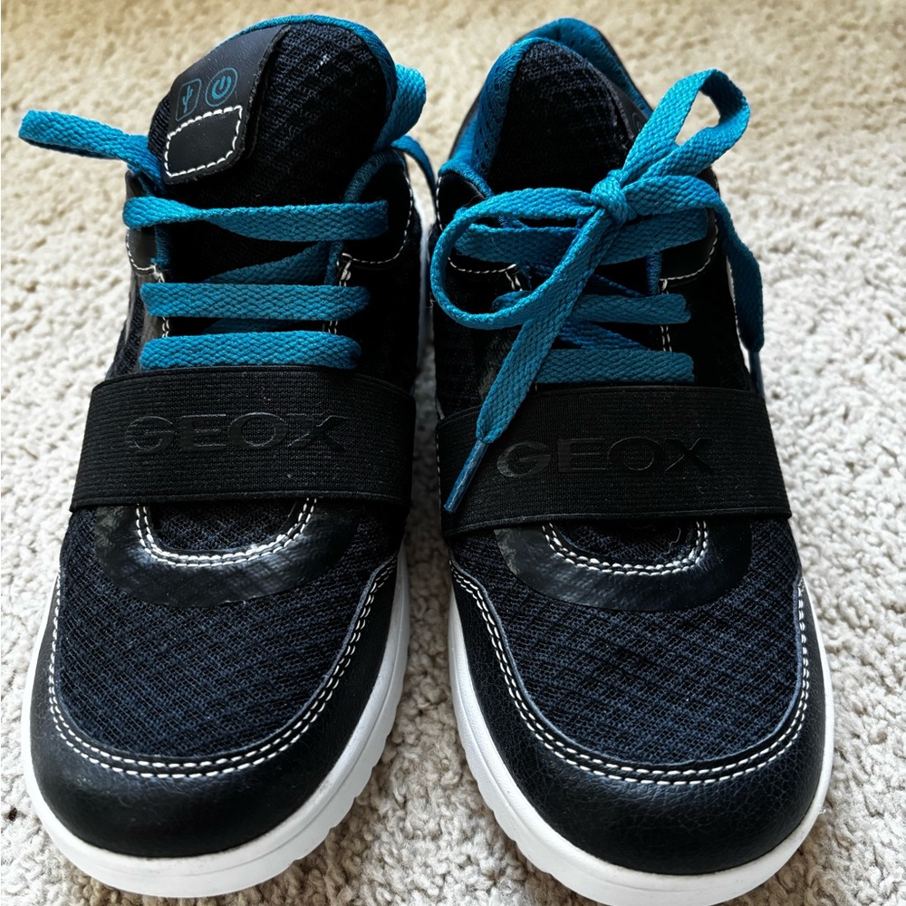 New Geox Kids' Black and Blue Sneakers